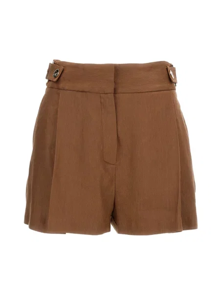 Lniane szorty Elisabetta Franchi brązowe