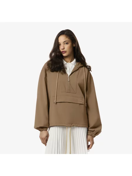 Lacoste Kurtka Half Zip Oversize Brązowa beżowy