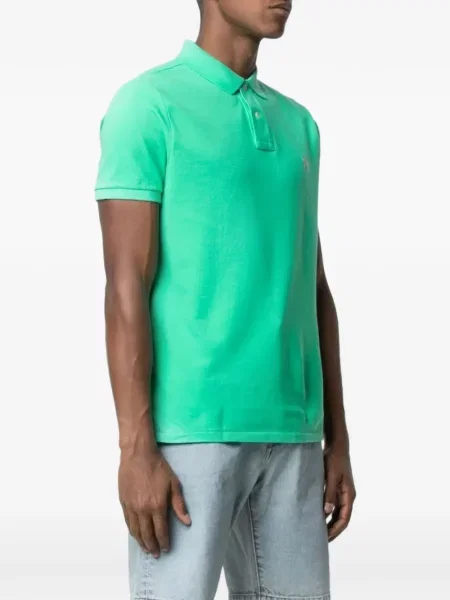 Λινό ριγέ polo Polo Ralph Lauren με κέντημα πράσινο