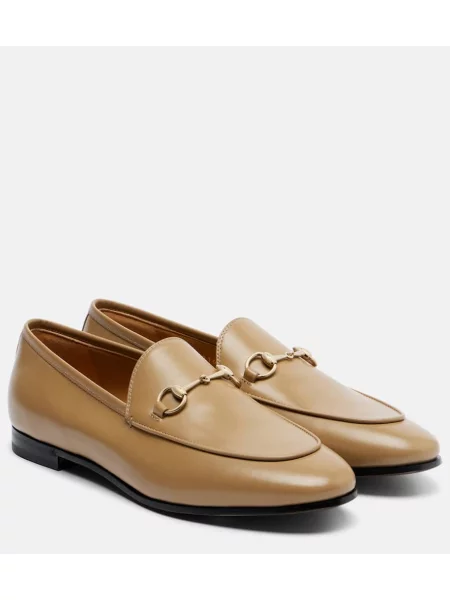 Pantofi loafer Gucci din piele bej