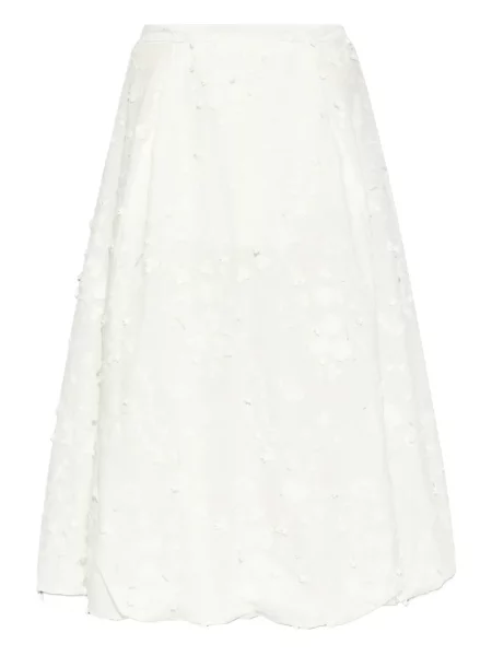 Fustă midi Munthe cu model floral până la genunchi alb