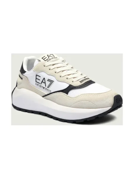 Sneakers cu adaos de piele alb