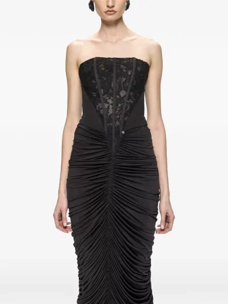 Rochie Nissa cu volane negru