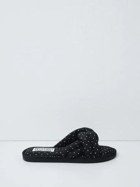 Тапочки Women'secret в горошек черные