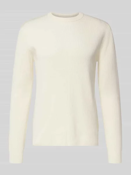 Sweter z dzianiny o kroju relaxed fit z okrągłym dekoltem Lindbergh biały