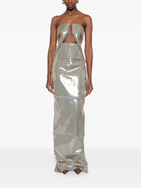 Rochie maxi Rick Owens cu paiete de costum gri