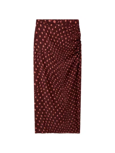 Fustă midi Stella Mccartney cu buline cu volane roșu