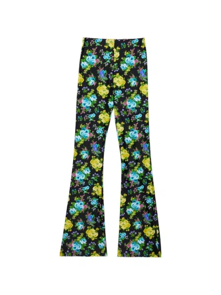 Pantaloni Msgm cu model floral evazate negru