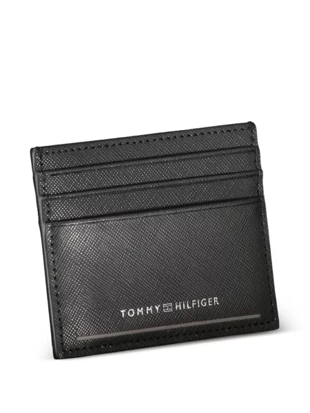 Kožená peněženka Tommy Hilfiger s autogramem černá
