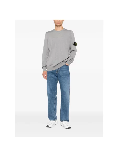 Lekki sweter Stone Island wełniany z kamieniami szary