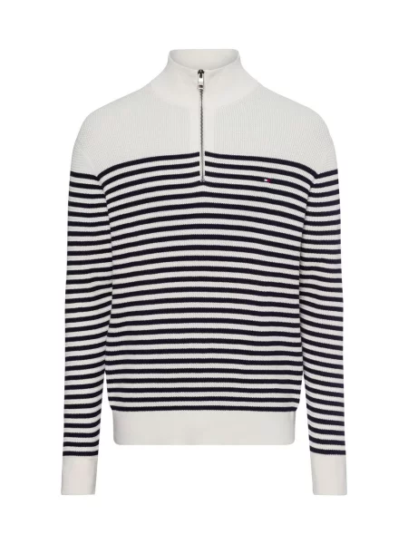 Tommy Hilfiger Sweter Typu Troyer Racking weiss niebieski