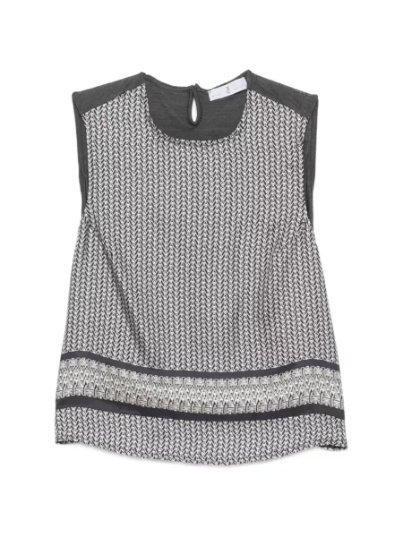 Top Why Ci fără mâneci cu imagine cu imprimeu geometric negru
