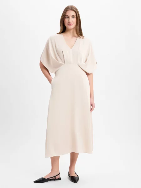 Nümph Sukienka NUIvory Kobiety Sztuczne włókno jednolity 34 beżowy