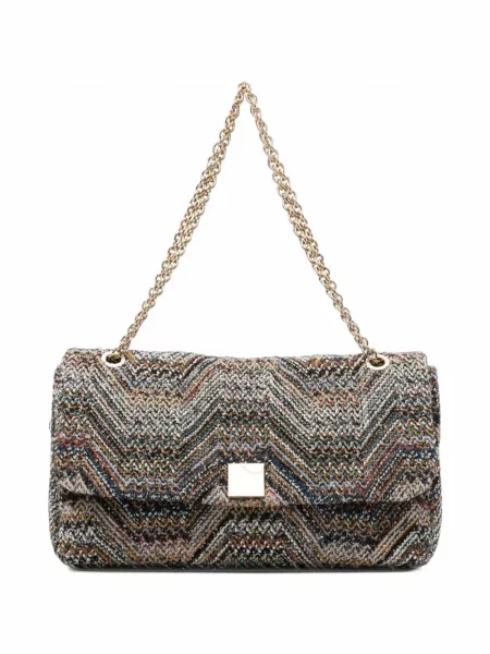 Geantă Missoni tricotate gri