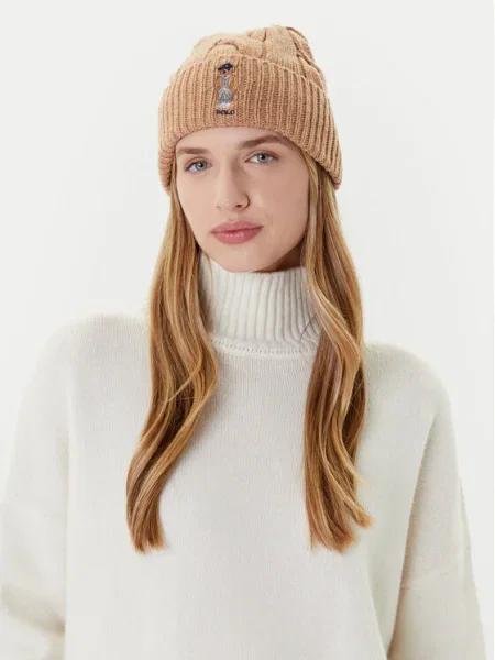 Вълнена шапка Polo Ralph Lauren бежово кафяво