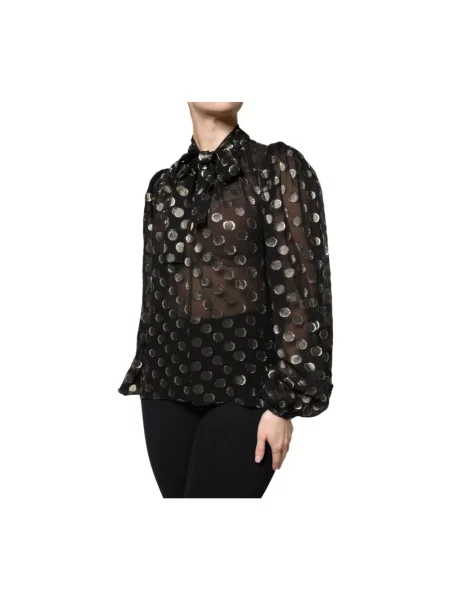 Bluzka Dolce And Gabbana w grochy z organzy czarna