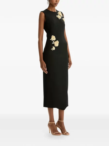 Sukienka koktajlowa Oscar De La Renta bez rękawów garniturowa czarna