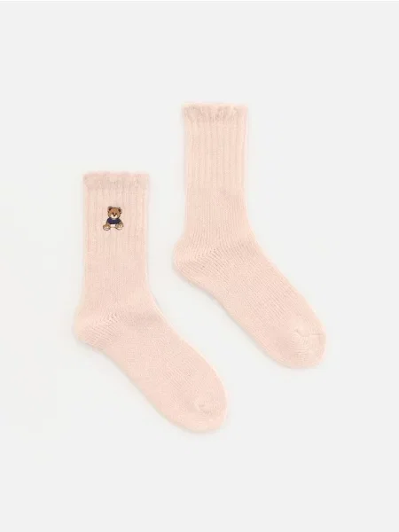 Reserved Șosete cu broderie crem