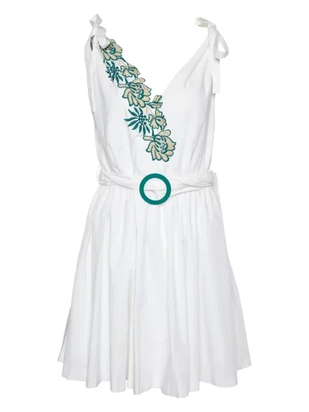 Haftowana sukienka mini Sandro biała
