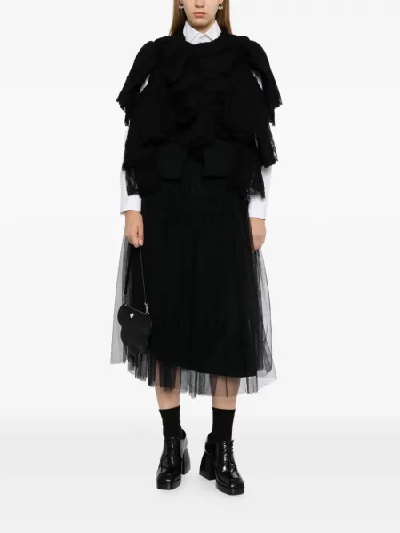 Geacă Comme Des Garçons cu volane din dantelă negru
