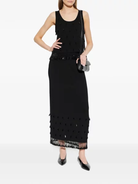 Fusta maxi By Malene Birger cu franjuri negru