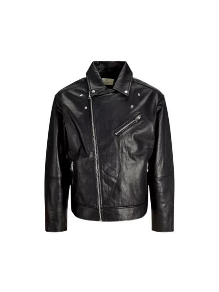 Kurtka skórzana Jack & Jones Premium czarna