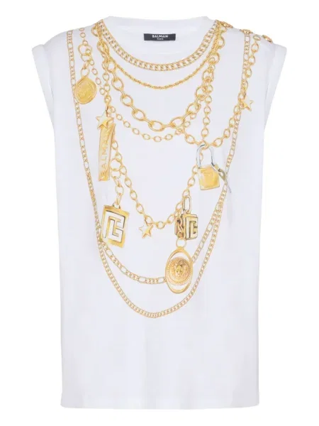 Vestă Balmain cu imagine alb