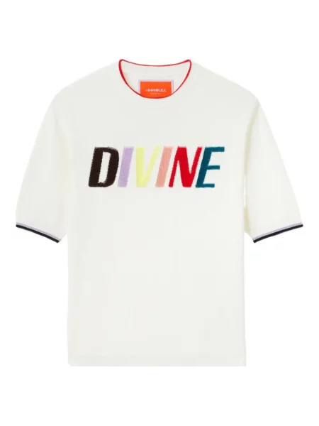 Tricou La Doublej cu broderie alb