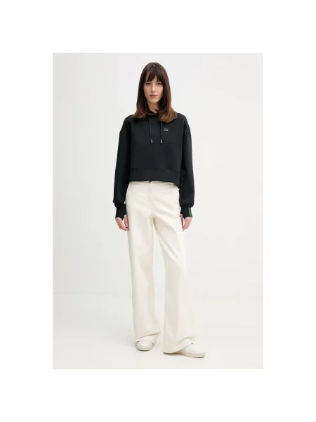Lacoste bluza z kapturem gładka czarny