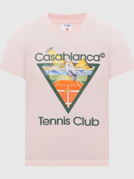 Теннисная футболка Casablanca с принтом розовая