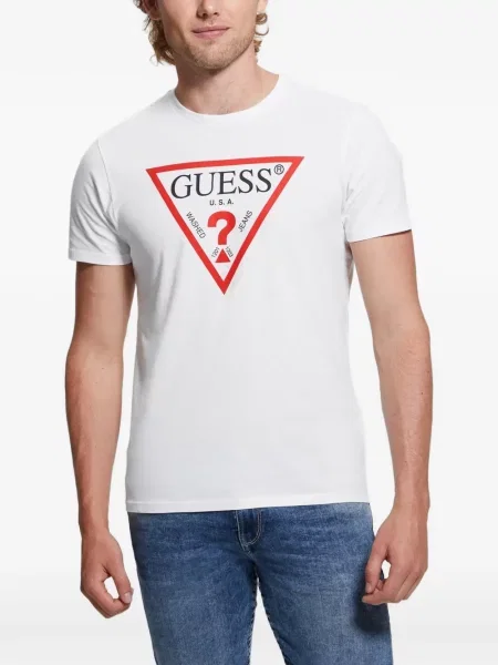 Tricou Guess cu imagine din jerseu alb