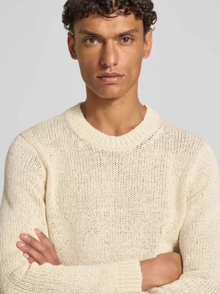 Sweter z dzianiny o kroju regular fit z mieszanki bawełny Marc O'polo biały