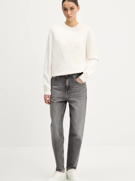 Tommy Jeans bluza beżowy z aplikacją biała