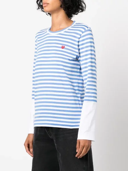 Tričko Comme Des Garçons Play se srdcovým vzorem modré