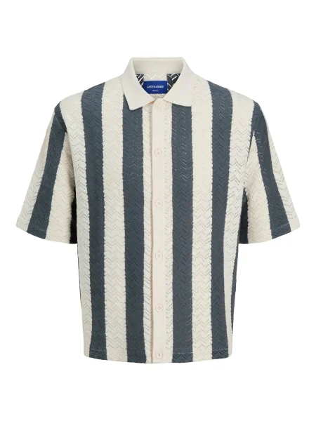 JACK & JONES Košile JORTyler petrolejová / offwhite