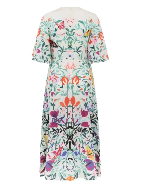 Rochie midi Valentino Garavani cu model floral cu imagine de costum alb