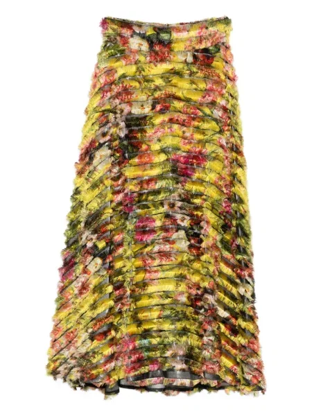 Maksi spódnica maxi Gemy Maalouf z frędzli w kwiatki czarna