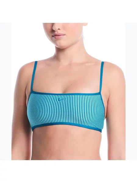 Горнище от бански костюм Nike Ripple Texture Bralette Classic Bikini bleached turquoise синьо