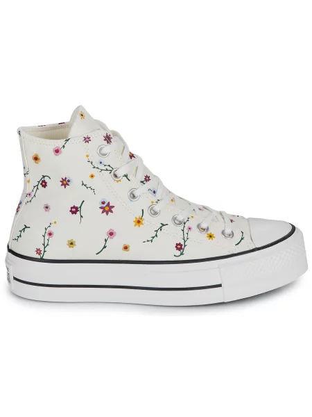 Retro tenisky Converse Chuck Taylor All Star s výšivkou na platformě bílé