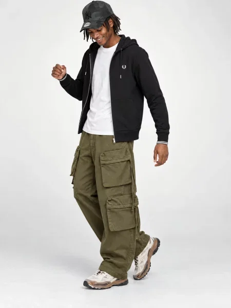 Mikina na zips Fred Perry s kapucňou čierna