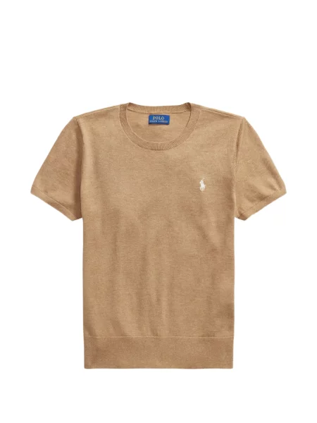 Fleece polo Polo Ralph Lauren με κέντημα με λαιμόκοψη v κόκκινο
