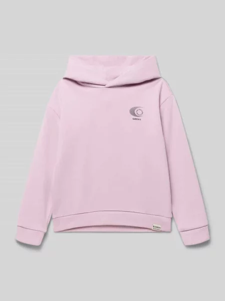 Bluza z kapturem o kroju regular fit z nadrukiem z logo Garcia różowa
