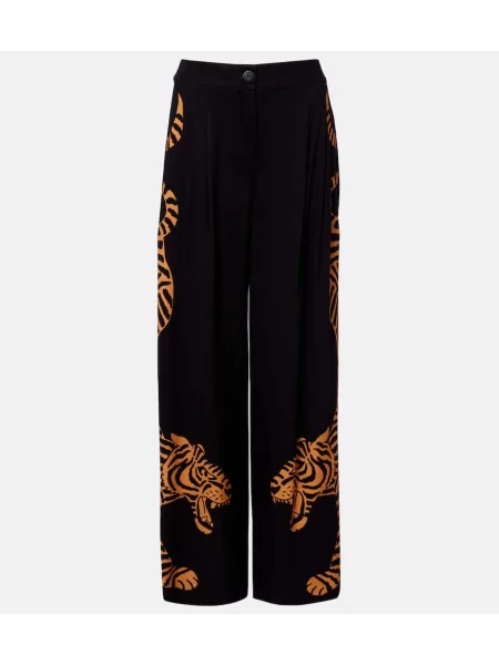 Szerokie spodnie Farm Rio w tygrysie prążki czarne