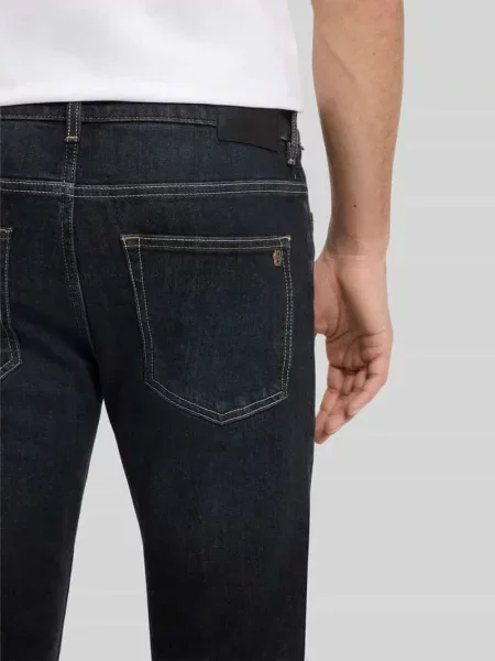 Jeansy Slim w mieszance bawełny w 5 kieszeni o kroju slim fit Boss Orange granatowe