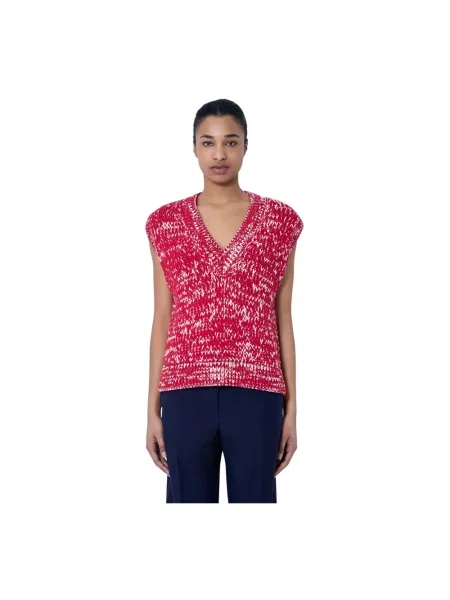 Dzianinowy sweter Dries Van Noten bez rękawów czerwony