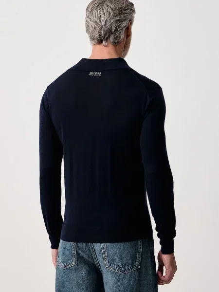 Guess sweter wełniany NASSER granatowy