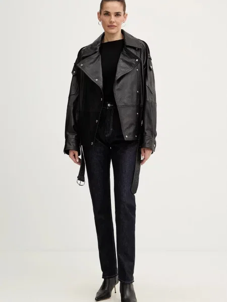 Шкіряна куртка BOSS Orange C Sassea помаранчева