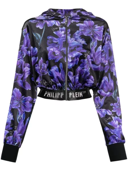 Hanorac cu glugă Philipp Plein cu model floral cu imagine negru