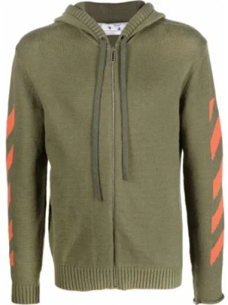 Hanorac cu glugă Off-white tricotate alb