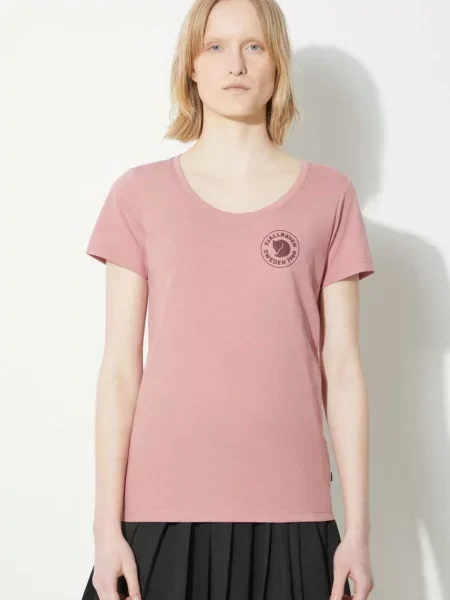 Μπλουζάκι Fjallraven Logo T-shirt W ροζ